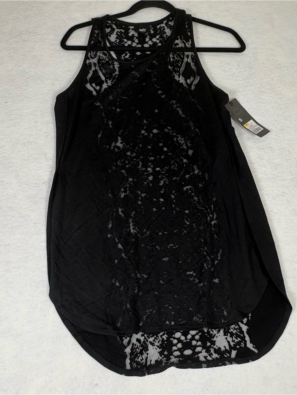 Mossimo Supply Co. Black Lace-Front High-Low Tank Size Small